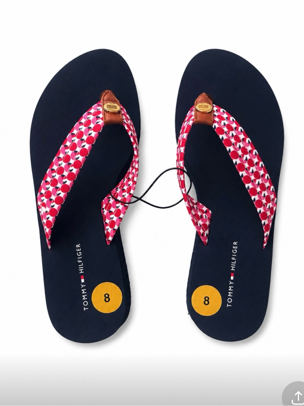 Tommy Hilfiger Navy Sandals with Red & White Patterned Straps